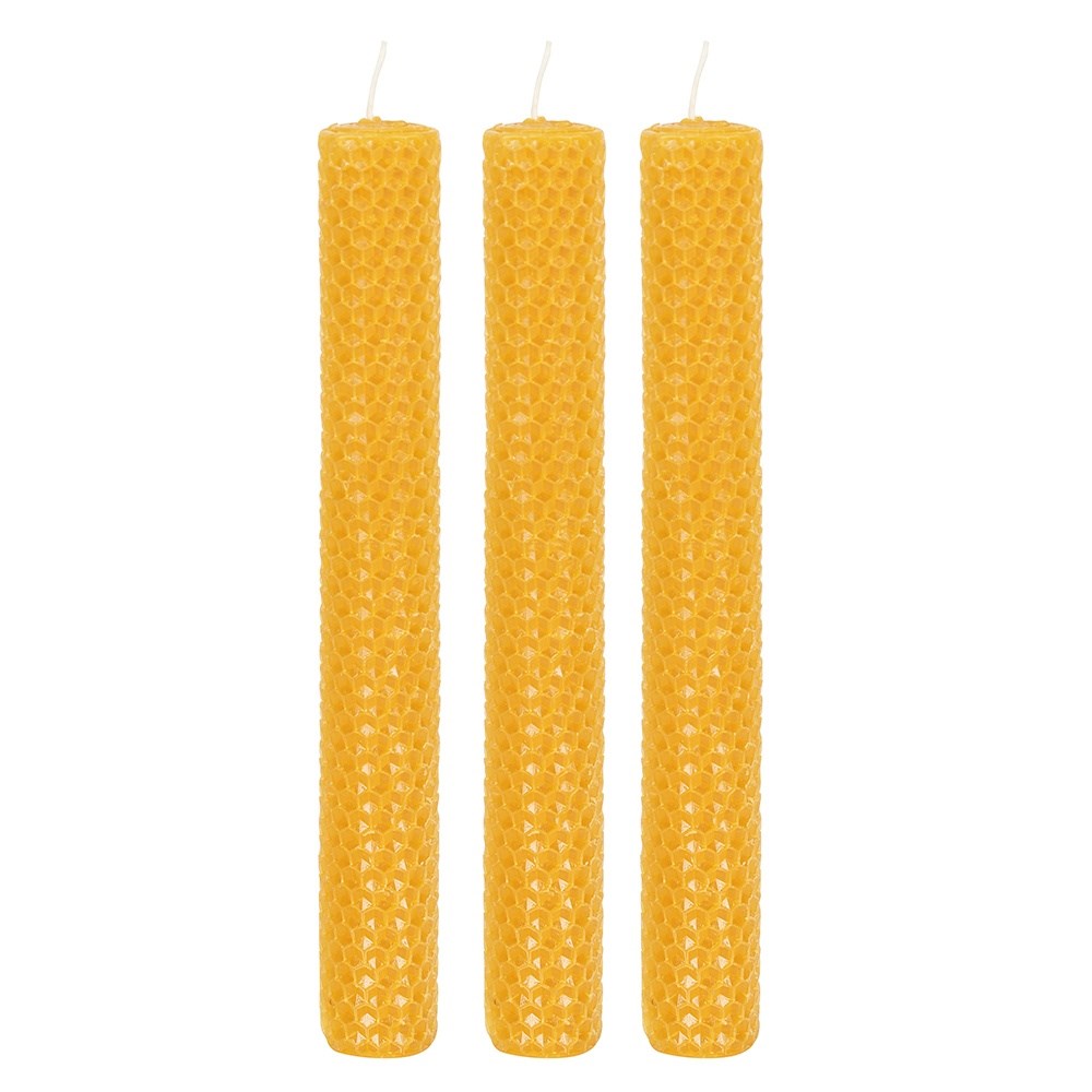 3 Natural Beeswax Dinner Candles